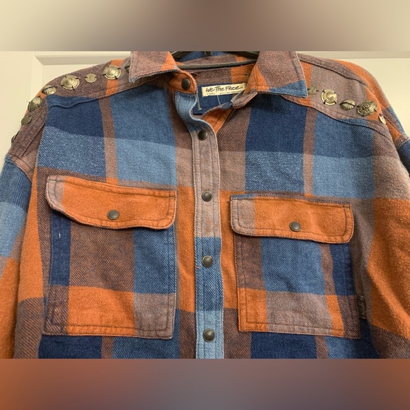 Free People We the Free Austin Plaid Buttondown Flannel Size XS 100% Cotton NWT - Picture 7 of 16